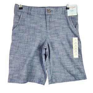 Boys Cat & Jack Blue Chambray Flat Front Shorts Adjustable Waist 9" Inseam 14